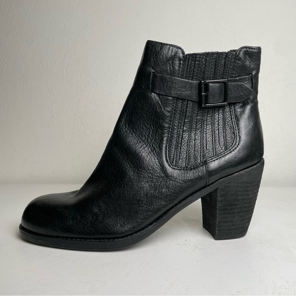 Dolce Vita Shoes - DOLCE VITA Leather Buckle Western Stacked Block Heel Ankle Boot Bootie 9